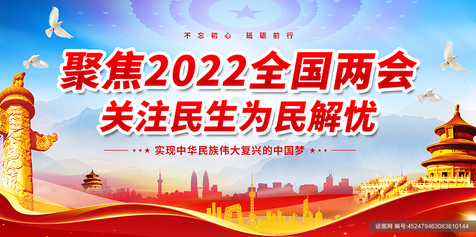 关注民生聚焦2022全国两会精神党建展板海报