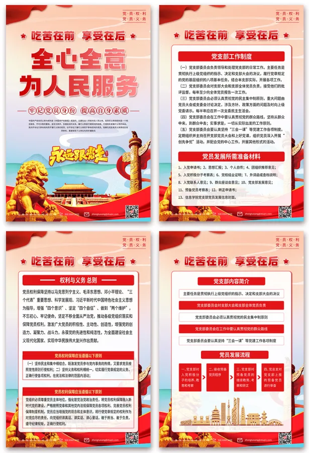 全心全意为人民服务党员的权利与义务海报