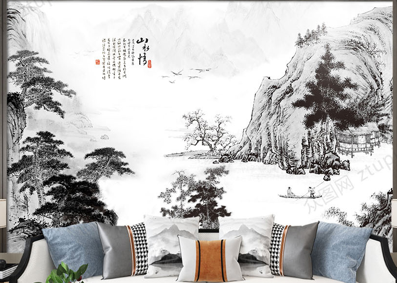 古典中式大气山水背景墙psd下载_编号452472970699479682-设图网