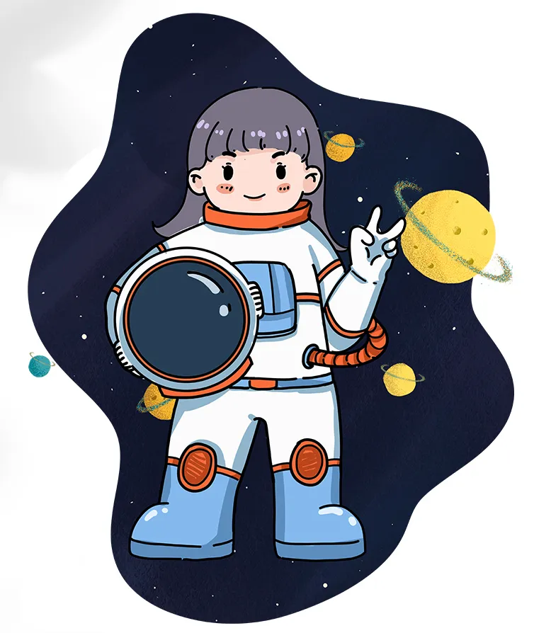 扁平航天太空人卡通人物宇宙航空宇航员插画