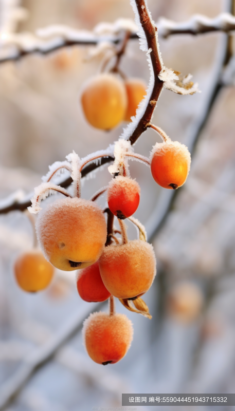 雪花结晶二十四节气立冬水果摄影图