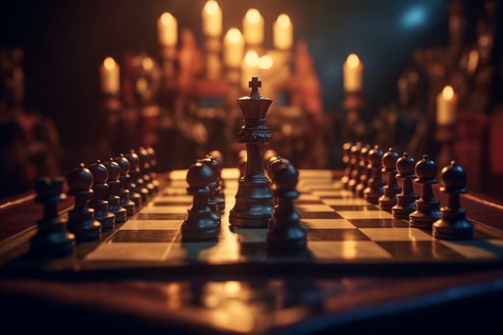 黑底棋盘国际象棋下棋摄影图