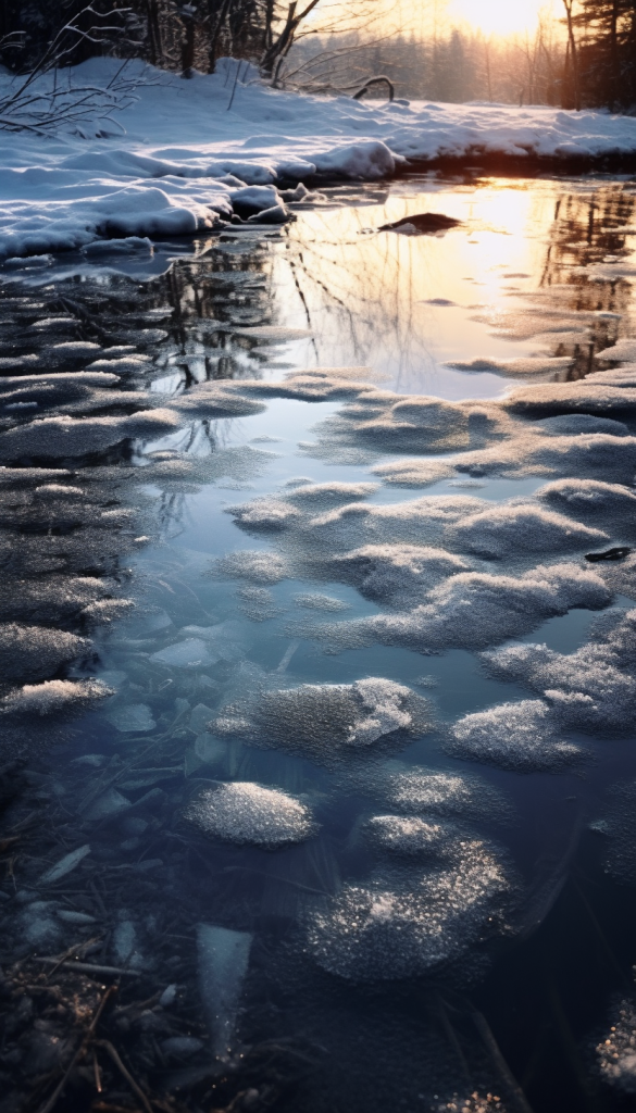 冰雪覆盖的湖景冬季风光大寒风景摄影图