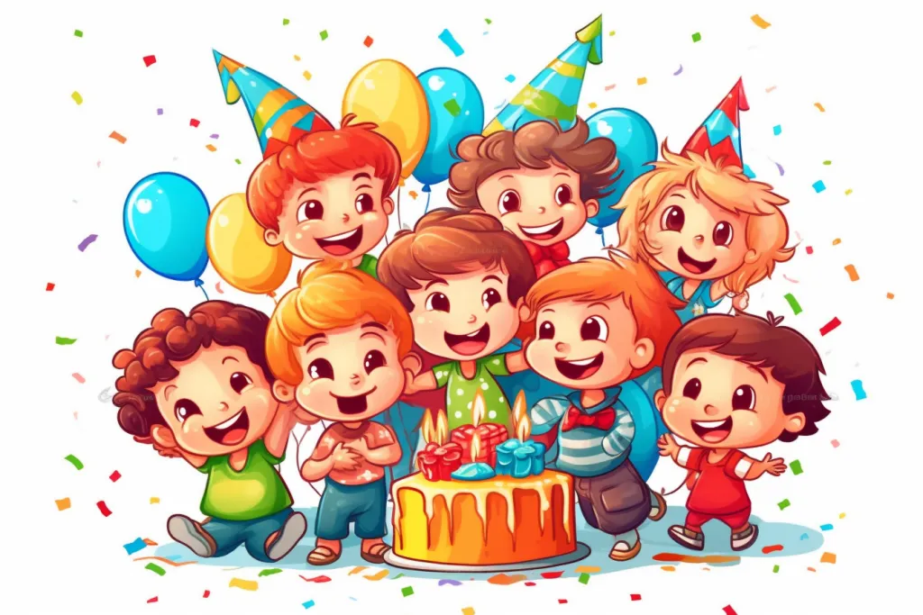 白色背景庆祝生日派对party人物插画