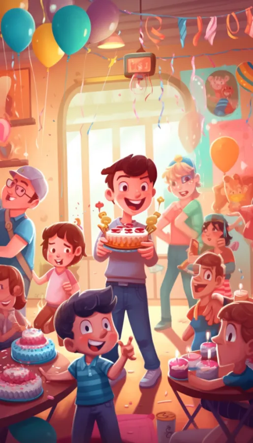 欢乐庆祝生日派对party人物插画