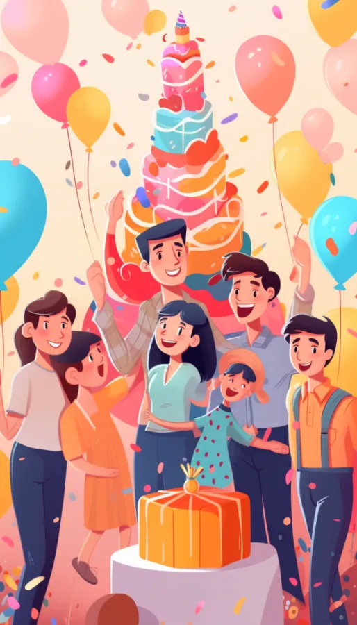 家庭聚会生日派对party人物插画