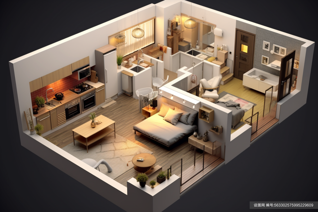 温馨3D室内设计装修透视图场景模型图片png下载_编号563302575995229609-设图网