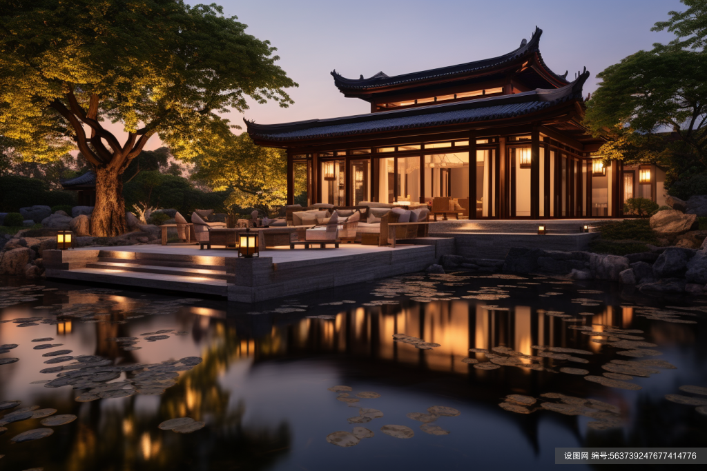外部景观中国风江南民宿酒店建筑摄影图png下载_编号563739247677414776-设图网
