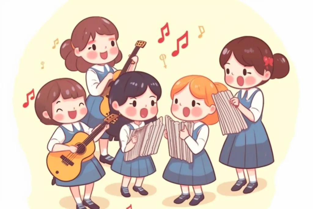 卡通少儿音乐兴趣班培训人物插画