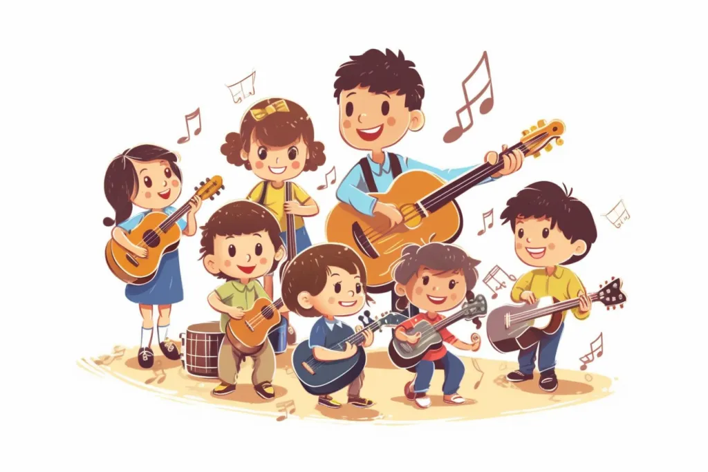 暑期少儿音乐兴趣班培训人物插画