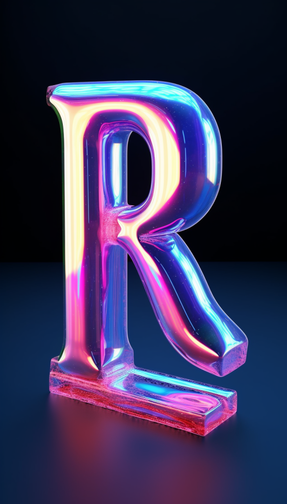 个性酸性彩色玻璃发光字母R模型png下载_编号564126557971553927-设图网