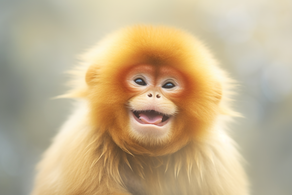 微笑可爱滇金丝猴国家一级保护动物摄影图