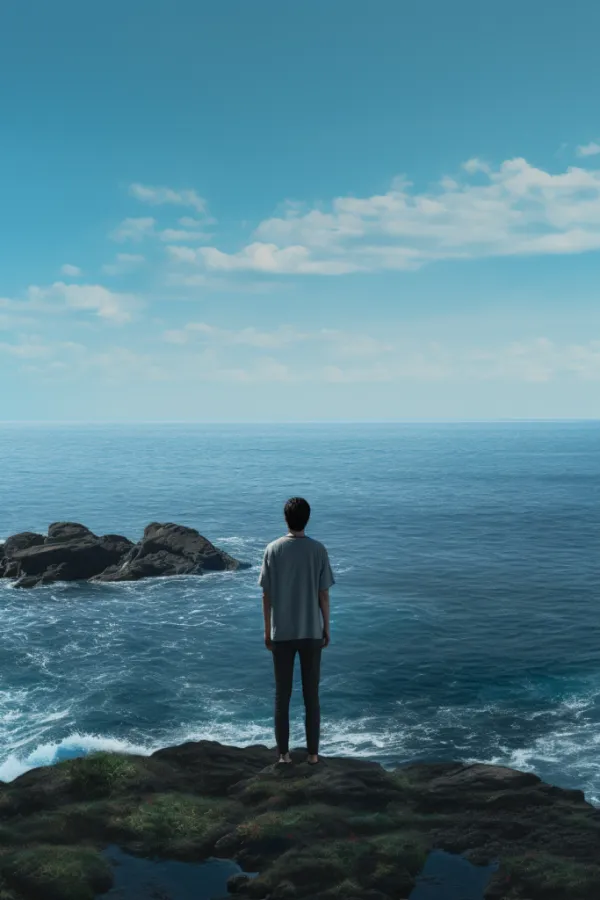 大海风景旅游背影摄影图