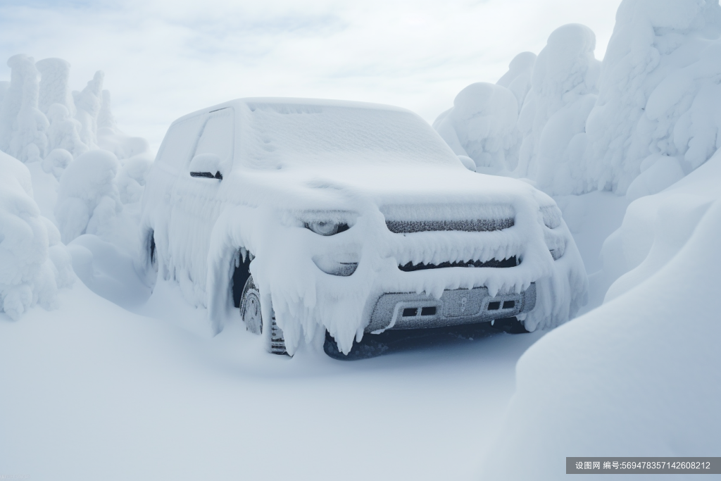 被陷雪地里的汽车自然灾害暴雪摄影图片