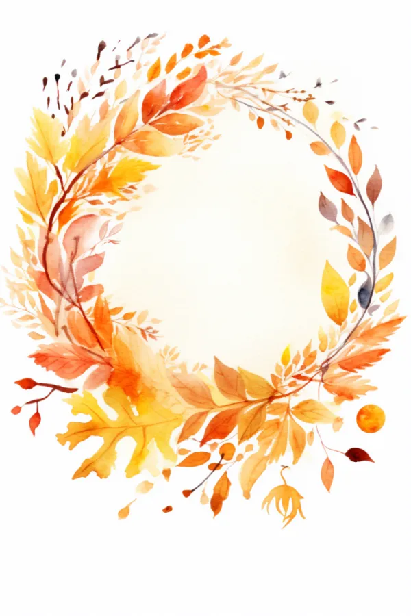 圆形装饰框秋季秋天枫叶树叶插画边框背景图