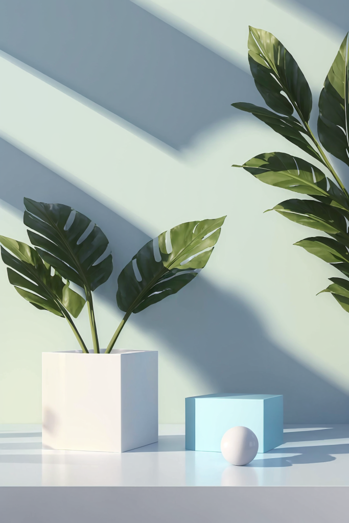 清新柔和光照C4D电商展台背景图