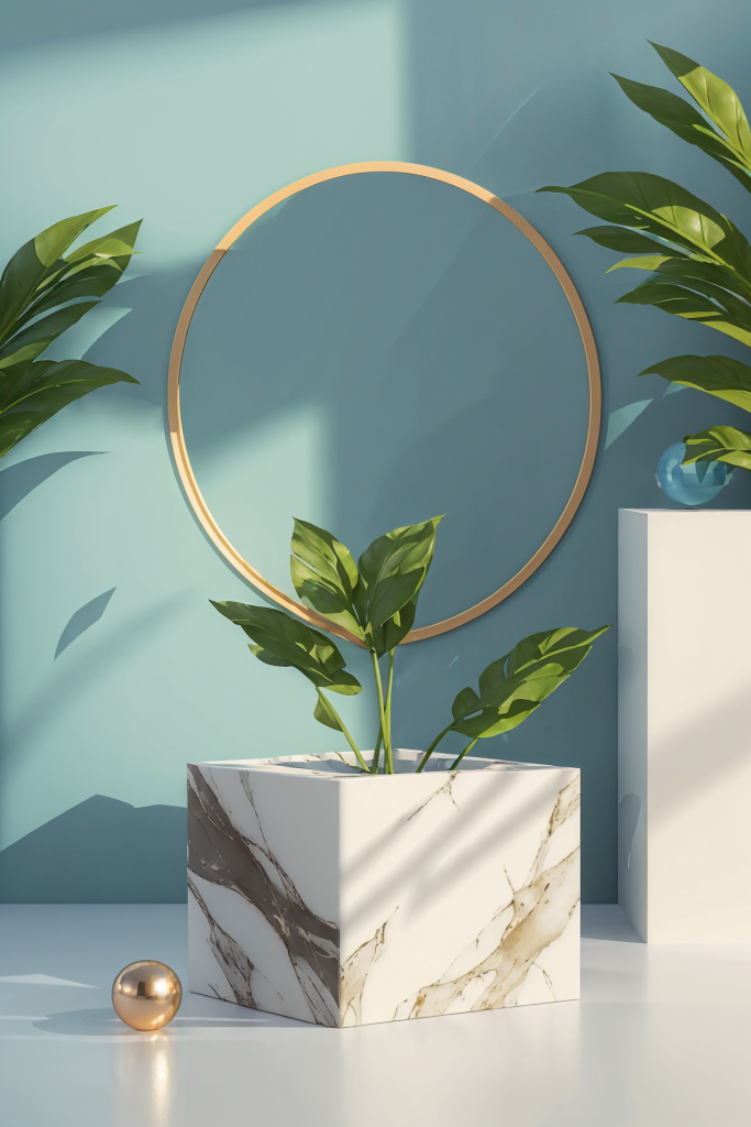 清新柔和光照C4D电商展台背景图