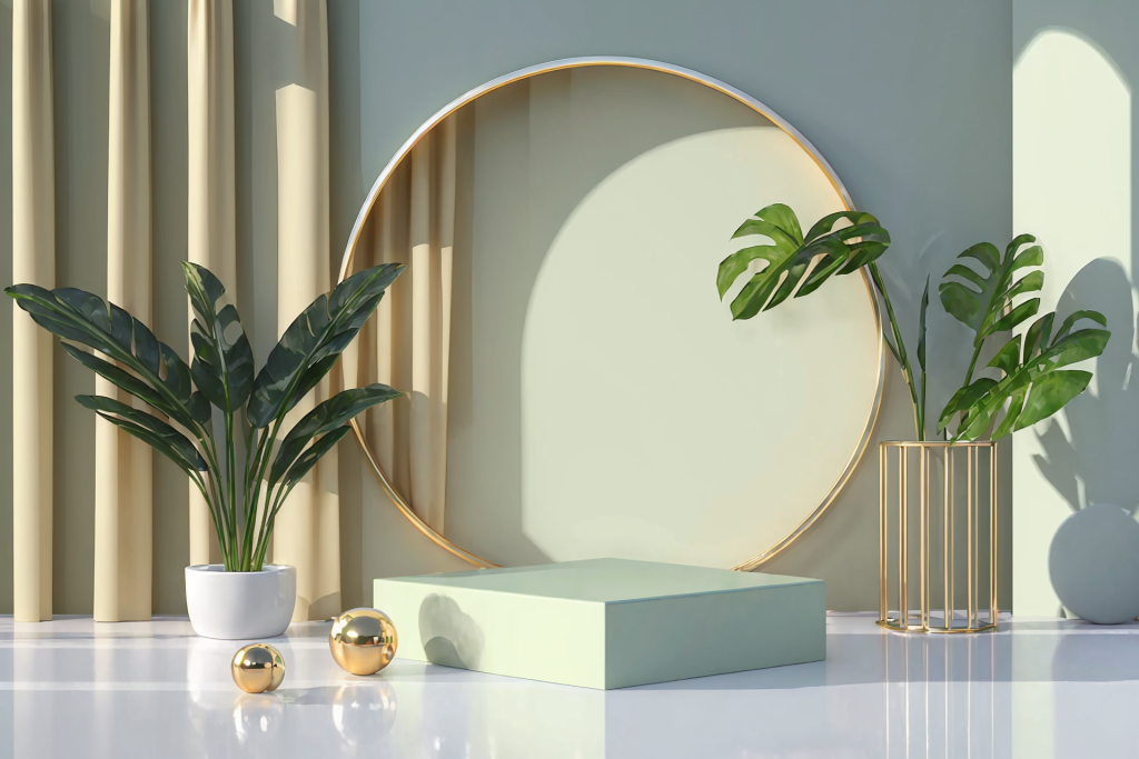 明亮自然主题C4D电商展台背景图