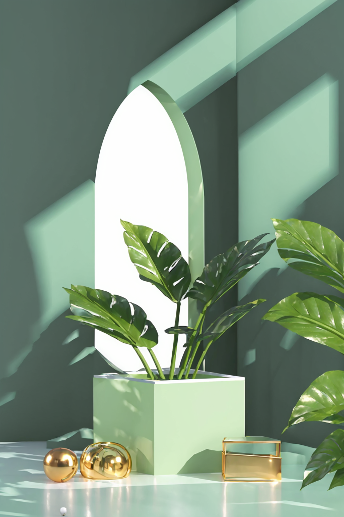 青色小清新主题C4D电商展台背景图