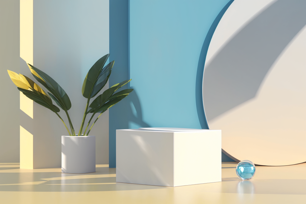 海蓝风格C4D电商展台背景图