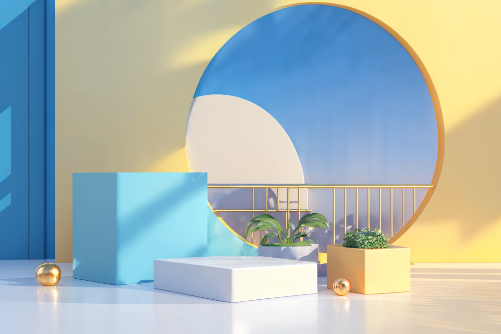 海蓝风格C4D电商展台背景图