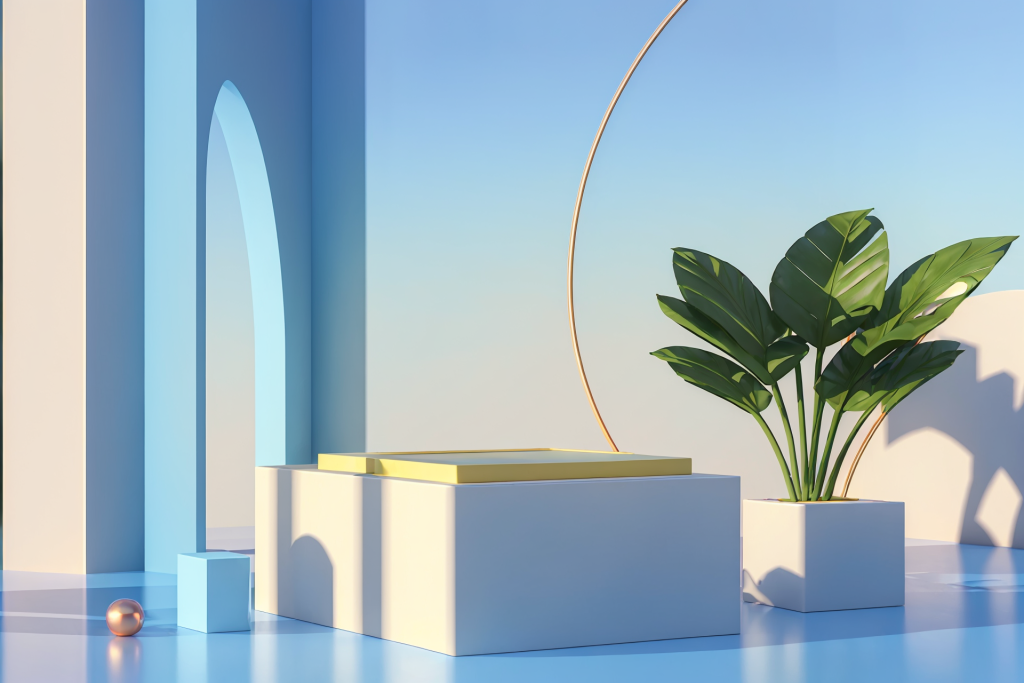 海蓝主题C4D电商展台背景图