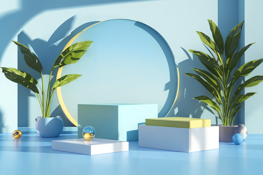 海蓝主题C4D电商展台背景图