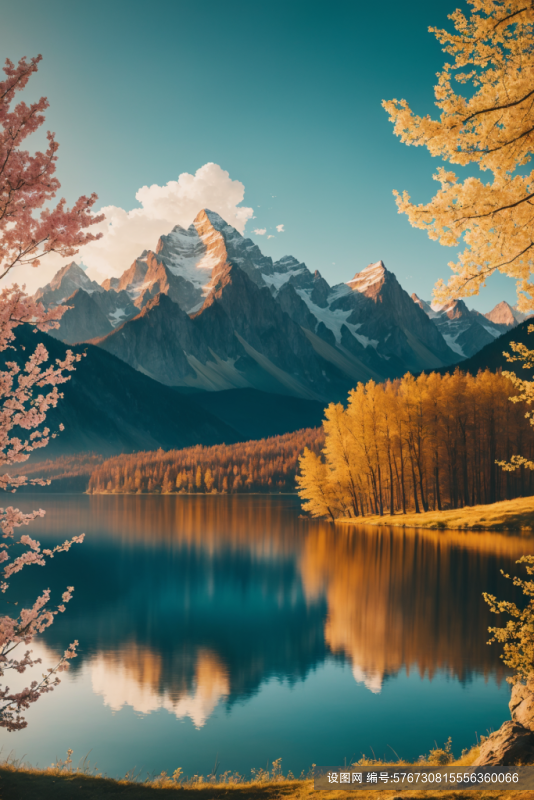自然山水静谧湖泊风景摄影图png下载_编号576730815556360066-设图网