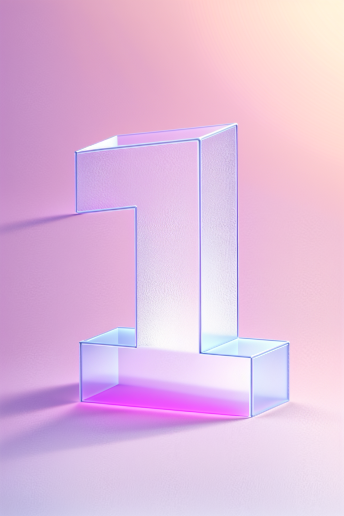 蓝紫色磨砂玻璃材质数字1模型图片