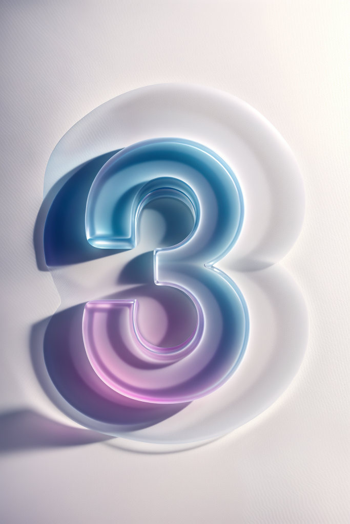 水晶磨砂玻璃材质数字3模型图片