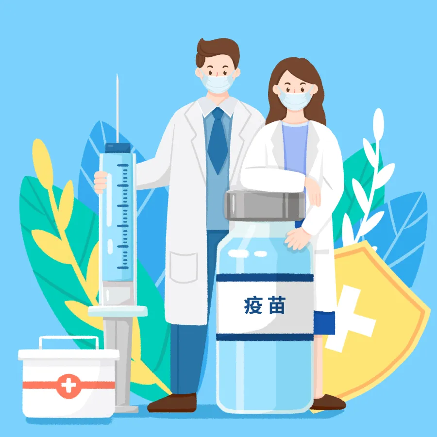 手绘卡通疫苗接种宣传护士医生人物插画