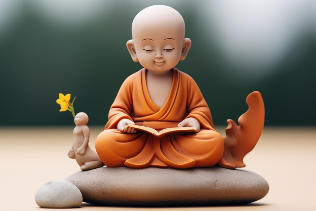 禅意茶宠小和尚模型图片