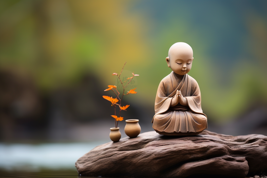 禅意茶宠小和尚模型图片
