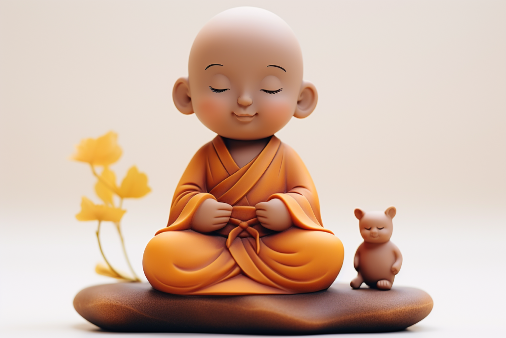禅意茶宠小和尚模型图片