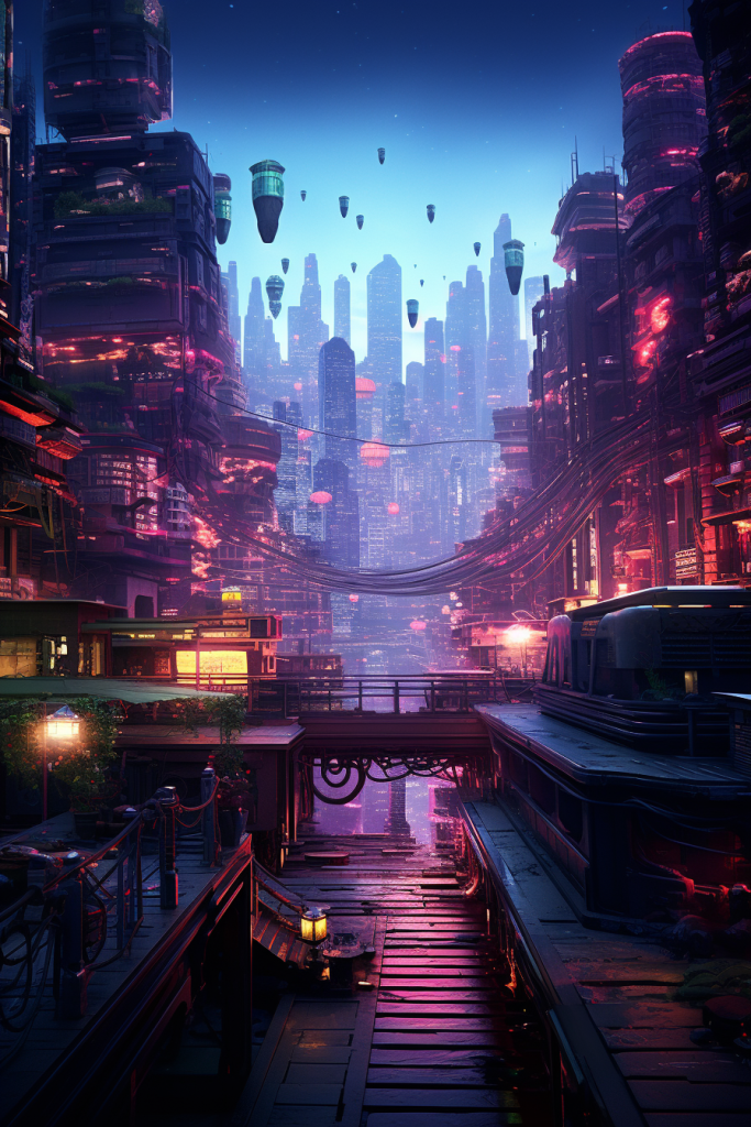 赛博朋克风ai智能科技都市城市插画png下载_编号584774209285265131-设图网