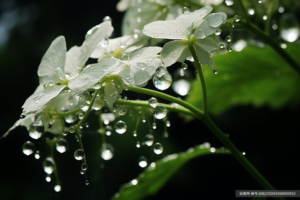 清晨植物露珠二十四节气寒露摄影图片