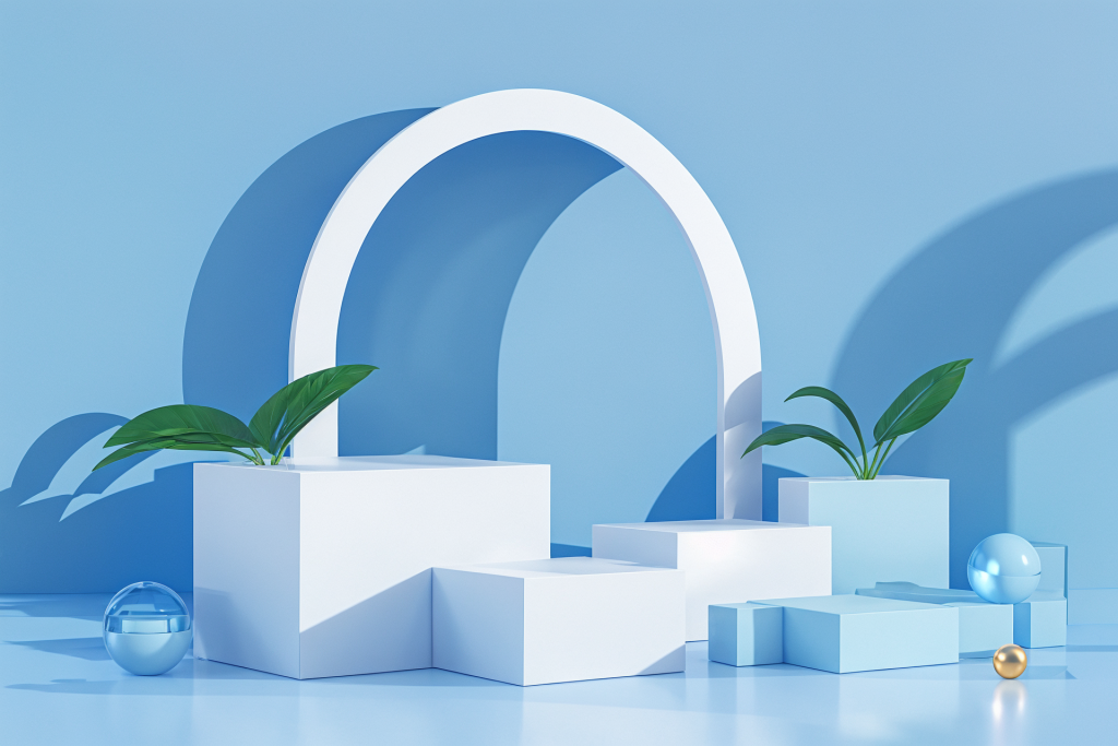 蔚蓝简洁C4D电商展台背景场景