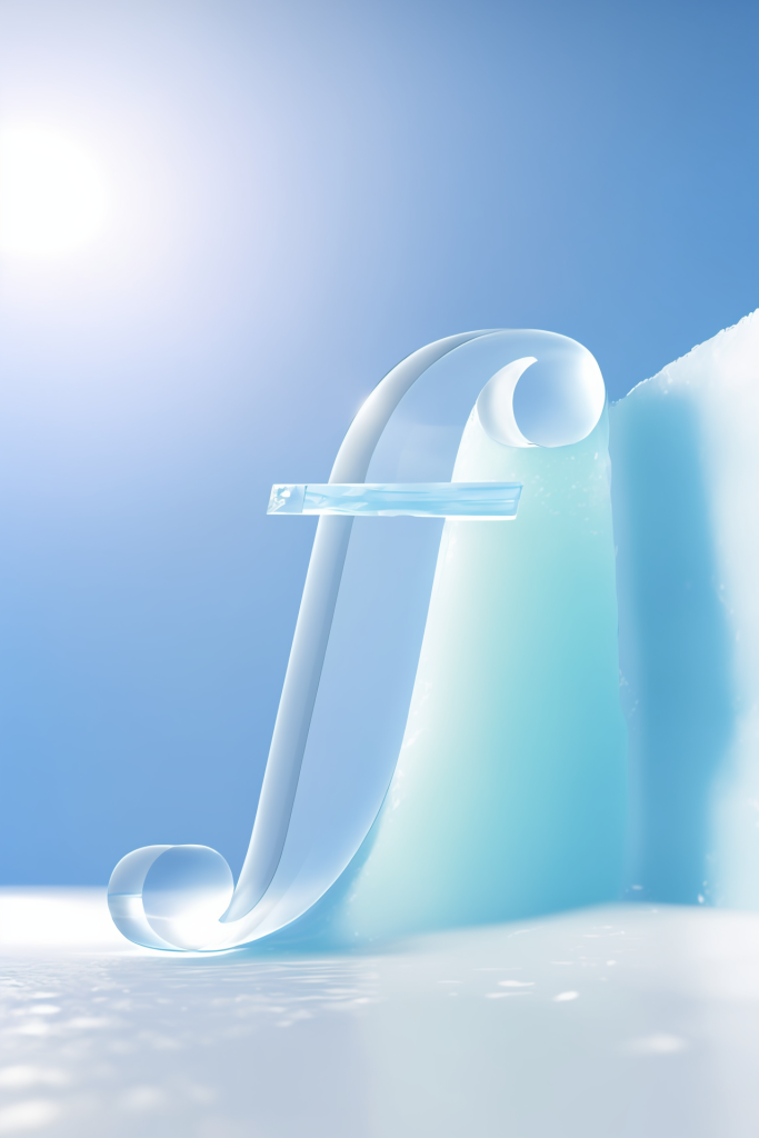 特写冰天雪地冰块英文字体模型图片