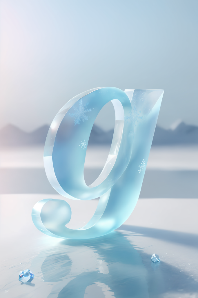 结晶半透明冰块英文字体模型图片