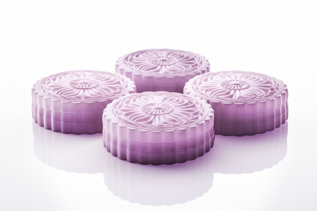 紫色3D立体透明玻璃质感中秋月饼模型