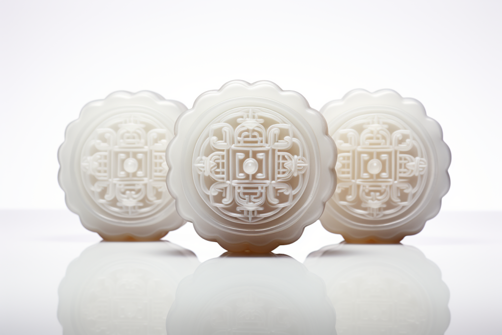 纯白3D立体透明玻璃质感中秋月饼模型