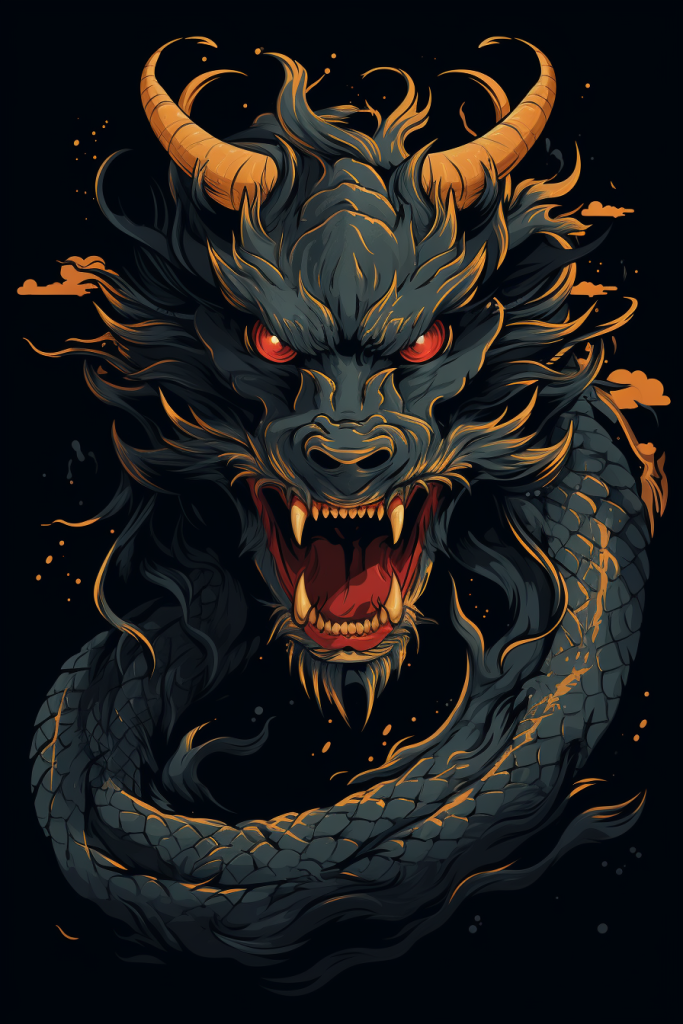 国潮风中国神话龙年卡通形象插画