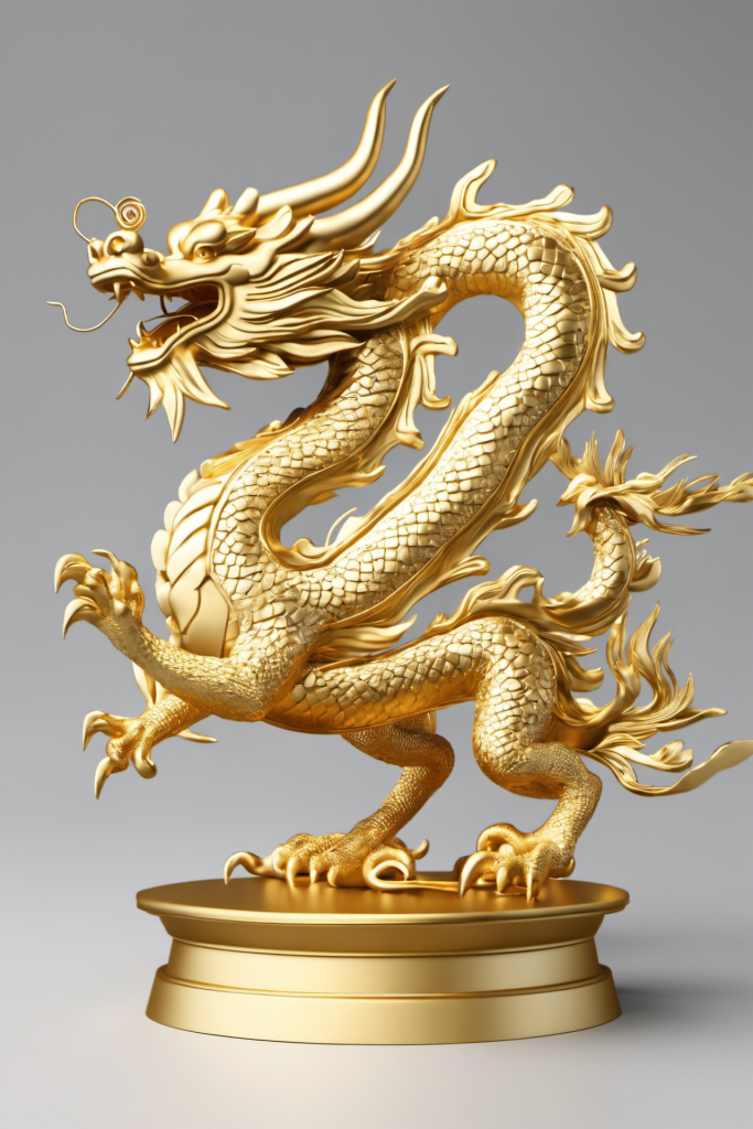福瑞国学古典金属黄金龙模型图片