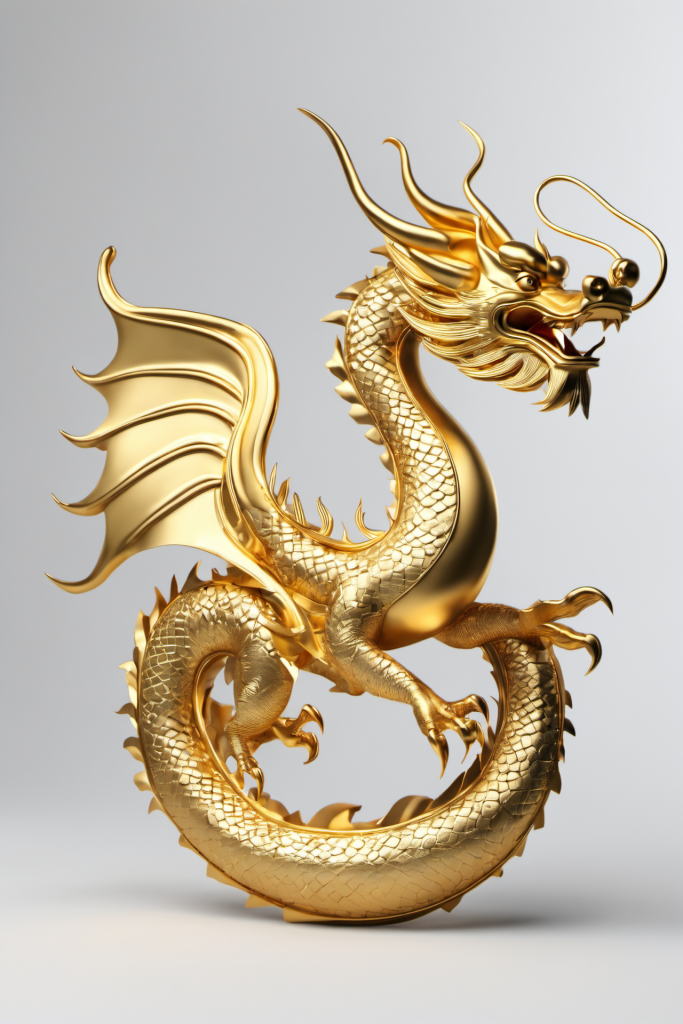 神话动物盘龙金属黄金龙模型图片