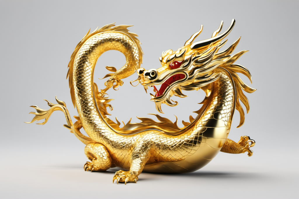 传统文化国风金属黄金龙模型图片