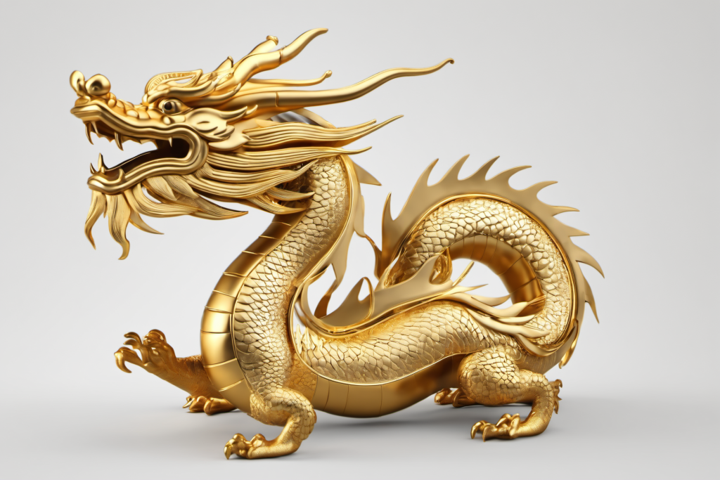 传统文化国风金属黄金龙模型图片