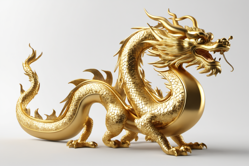 传统文化国风金属黄金龙模型图片