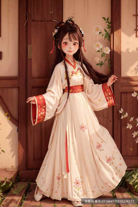 原创手绘卡通古装汉服女生人物插画png下载_编号591964770635226217-设图网