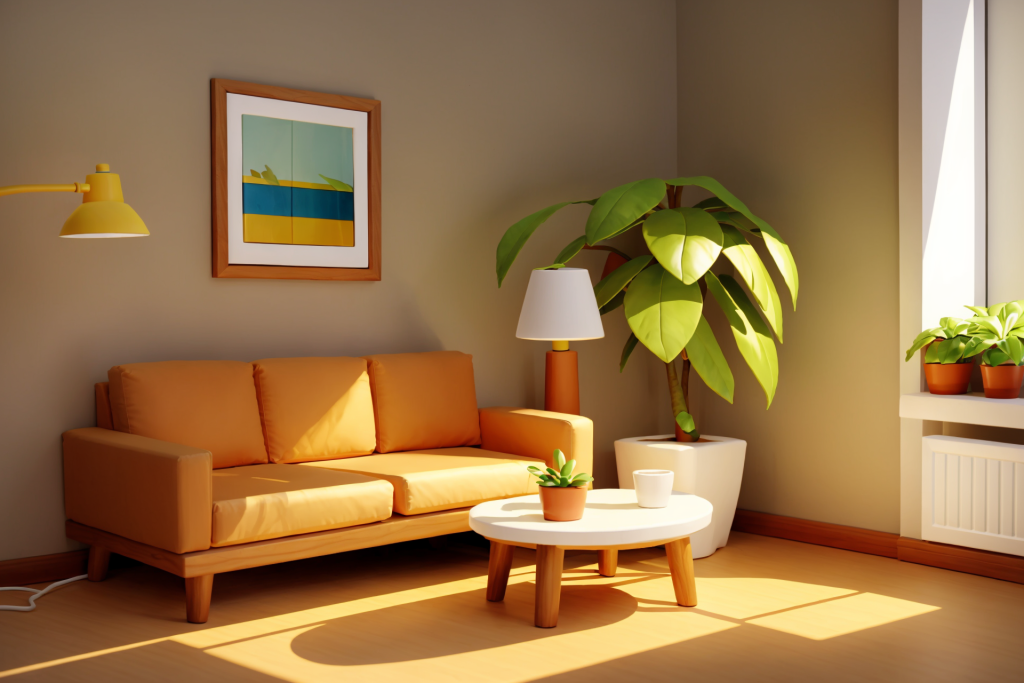 干净舒适客厅室内装修效果图模型