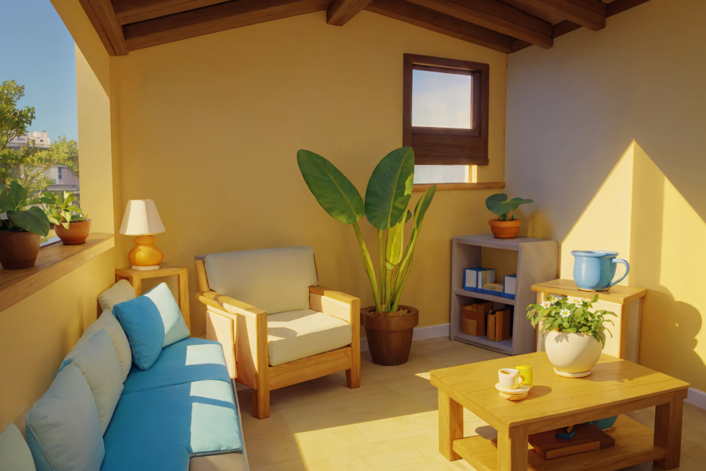 舒适卡通客厅室内装修效果图模型